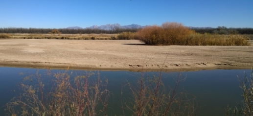 Rio Grande River with Organ Mountains in distance